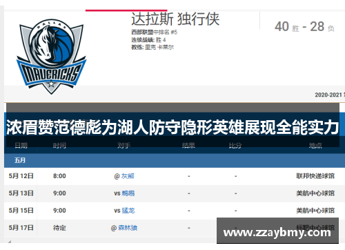 浓眉赞范德彪为湖人防守隐形英雄展现全能实力 浓眉赞范德彪为湖人防守隐形英雄展现全能实力